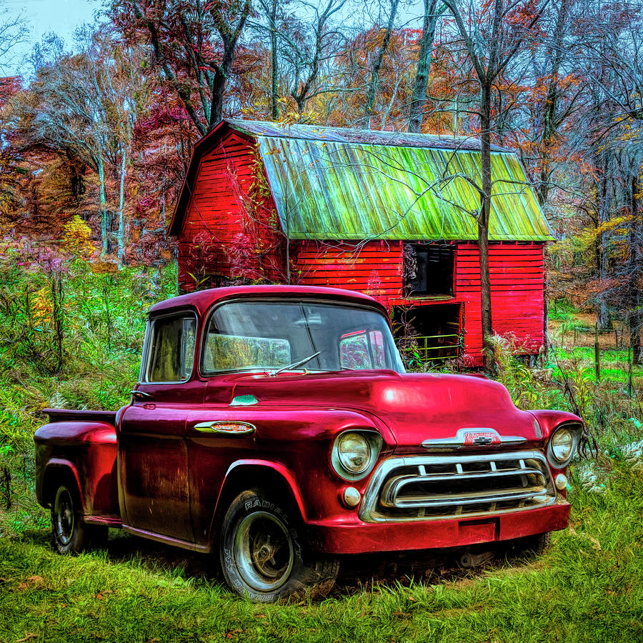 Love that Red 1957 Chevy Truck in HDR Detail Photograph by Debra and Dave Vanderlaan