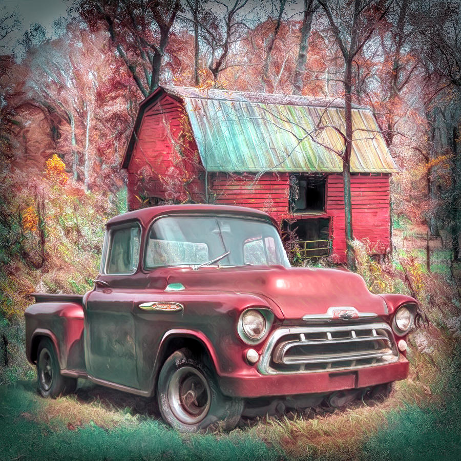 Love that Red 1957 Chevy Truck Soft Painting Photograph by Debra and Dave Vanderlaan