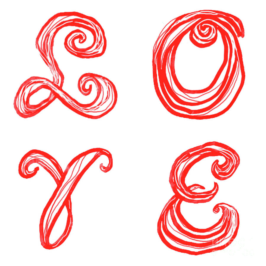 Love Word Art Fabric Font Red Letters Digital Art