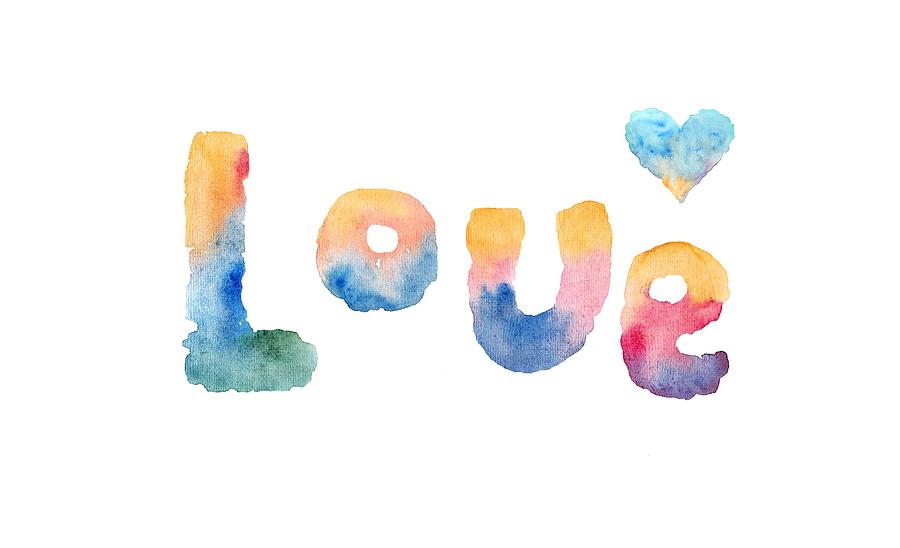 Set of colorful hearts by watercolor by Elena Sysoeva