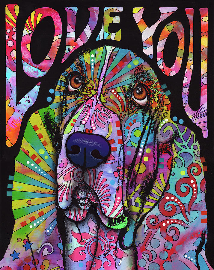 Dog Mixed Media - Love You Basset by Dean Russo