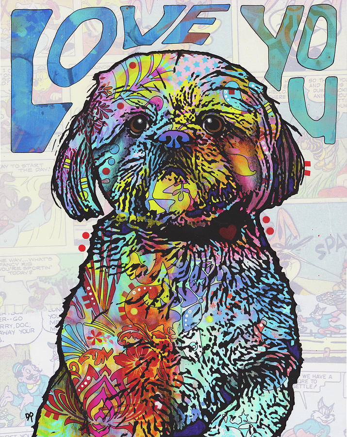Dog Mixed Media - Love You Shih Tzu by Dean Russo