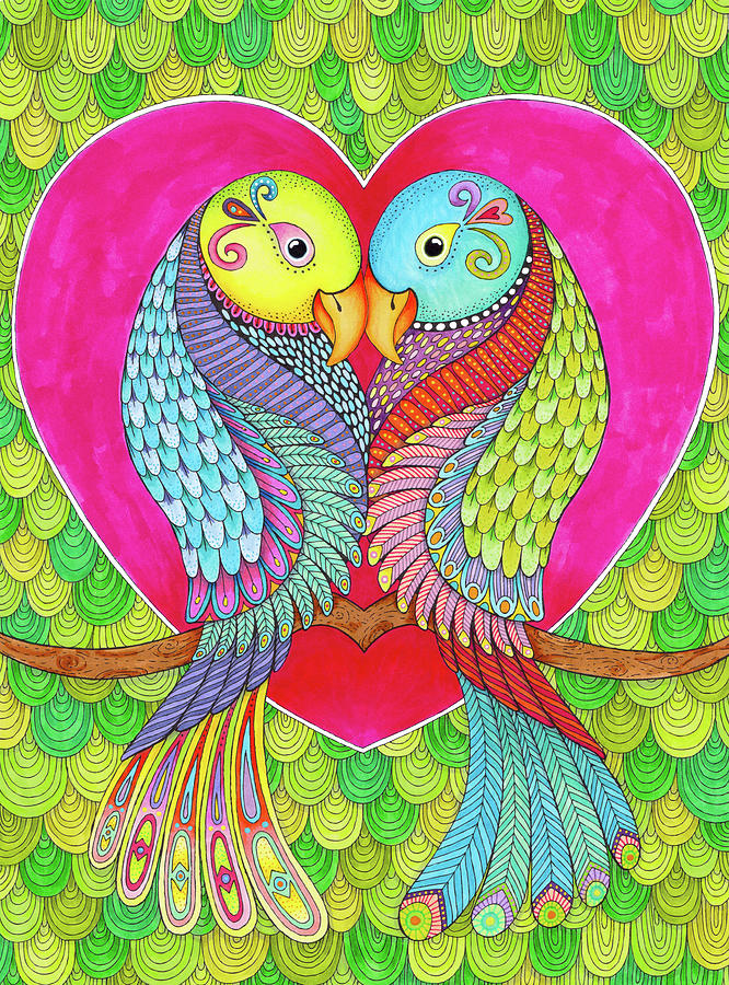 Animal Digital Art - Lovebirds In Colour by Hello Angel