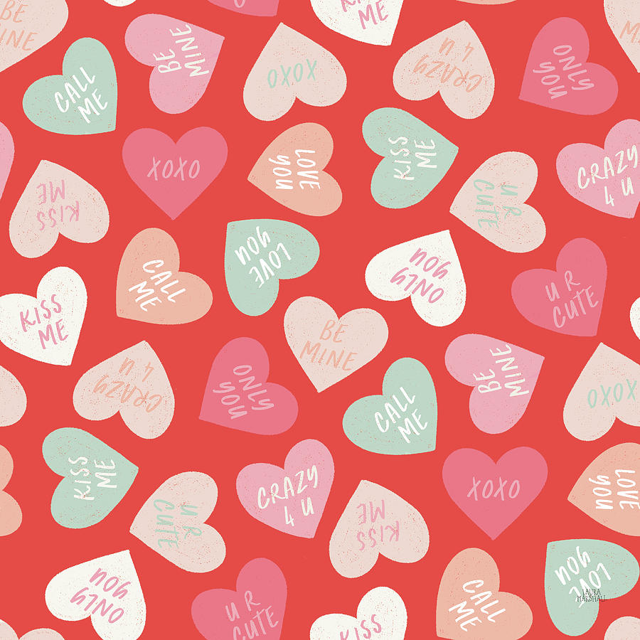 Candy Drawing - Lovebirds Pattern IIia by Laura Marshall