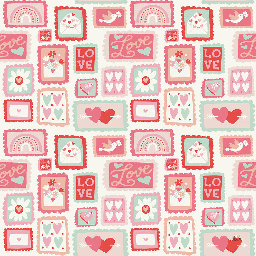 Flower Drawing - Lovebirds Pattern Via by Laura Marshall