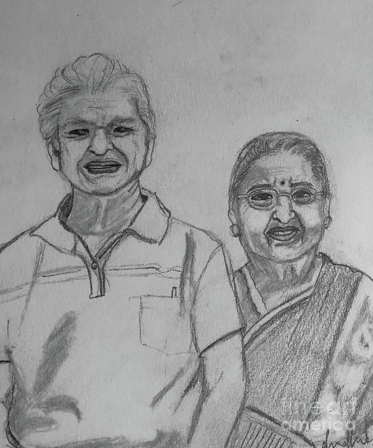 Lovely couple Drawing by Brindha Naveen