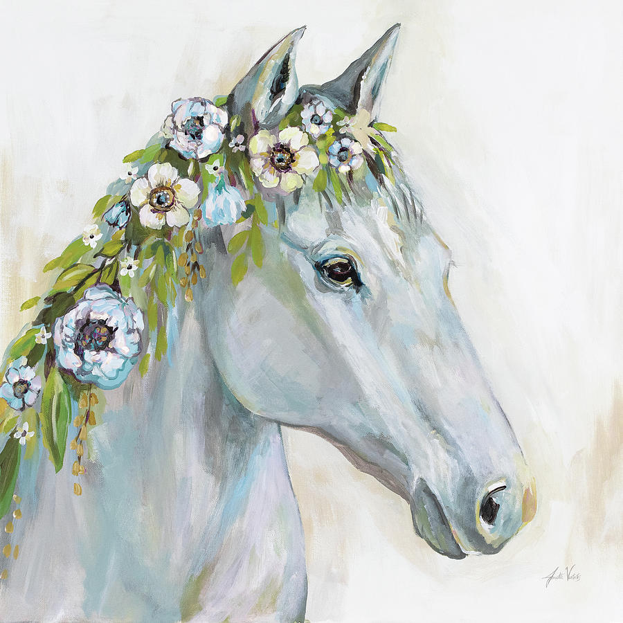 Animal Painting - Lovely I Blue Flowers by Jeanette Vertentes