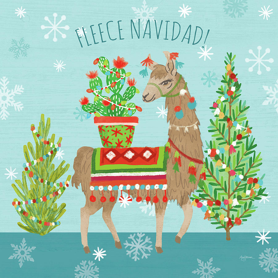 Animal Painting - Lovely Llamas Christmas X by Mary Urban