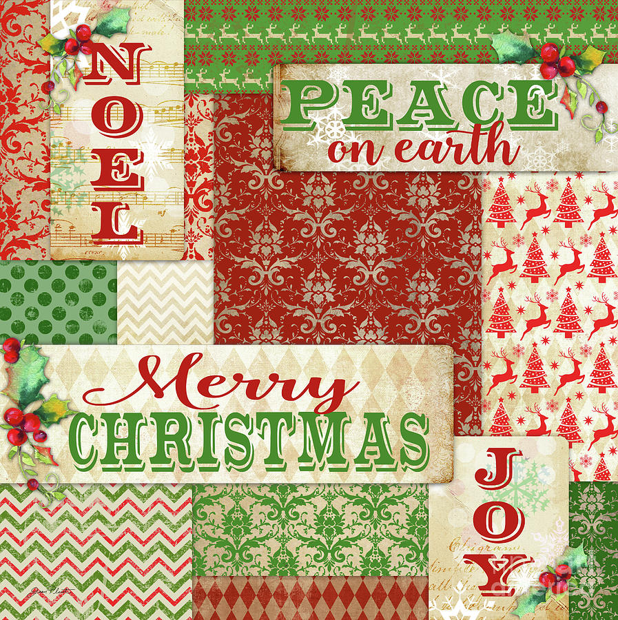 Lovely Patchwork Christmas Square Digital Art by Jean Plout