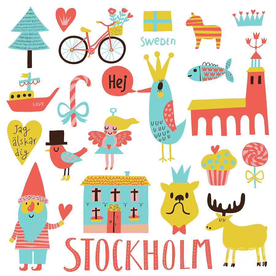 Country Digital Art - Lovely Stockholm Sweden Set In Vector by Smilewithjul