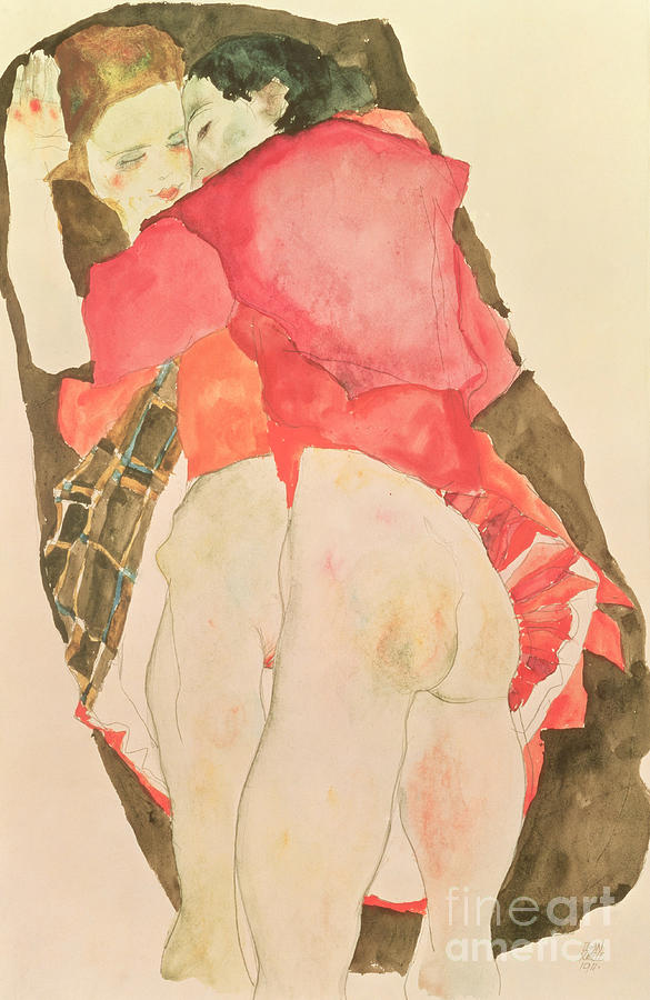 Egon Schiele Painting - Lovers, 1911 by Egon Schiele