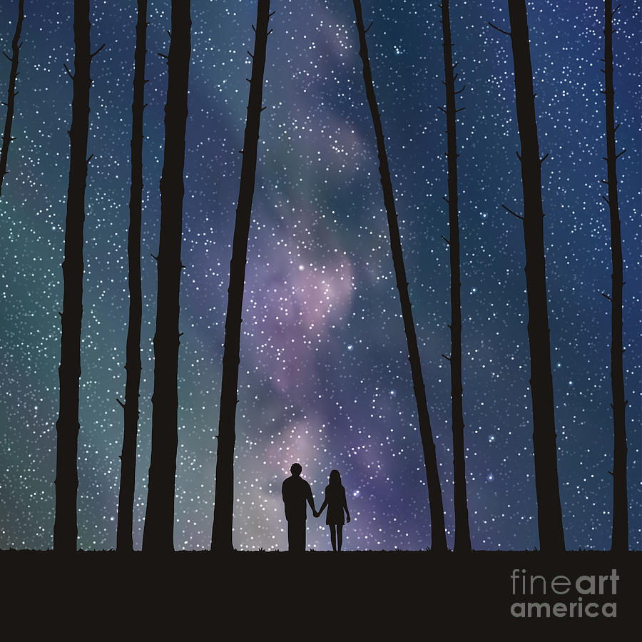 Love Digital Art - Lovers In Forest. Vector Illustration by Arvitalyaa Love Digital Art - Lovers In Forest. Vector Illustration by Arvitalyaa