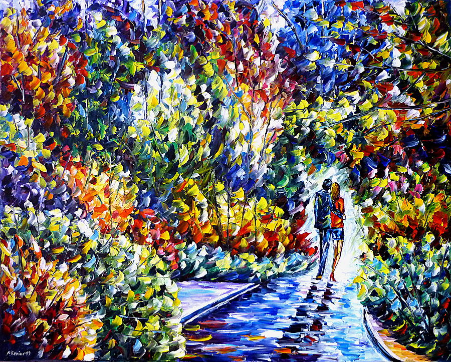 Lovers In The Garden Painting by Mirek Kuzniar