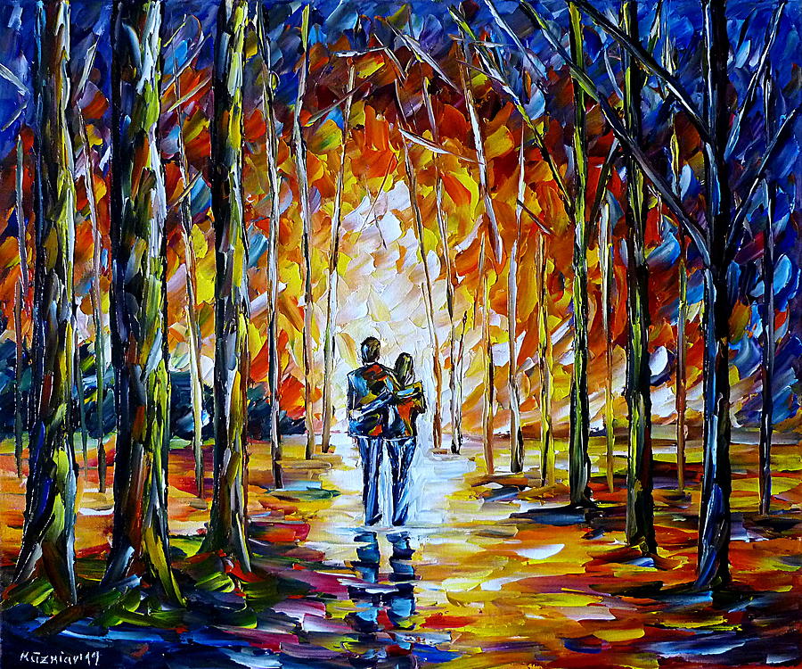 Lovers In The Park Painting by Mirek Kuzniar