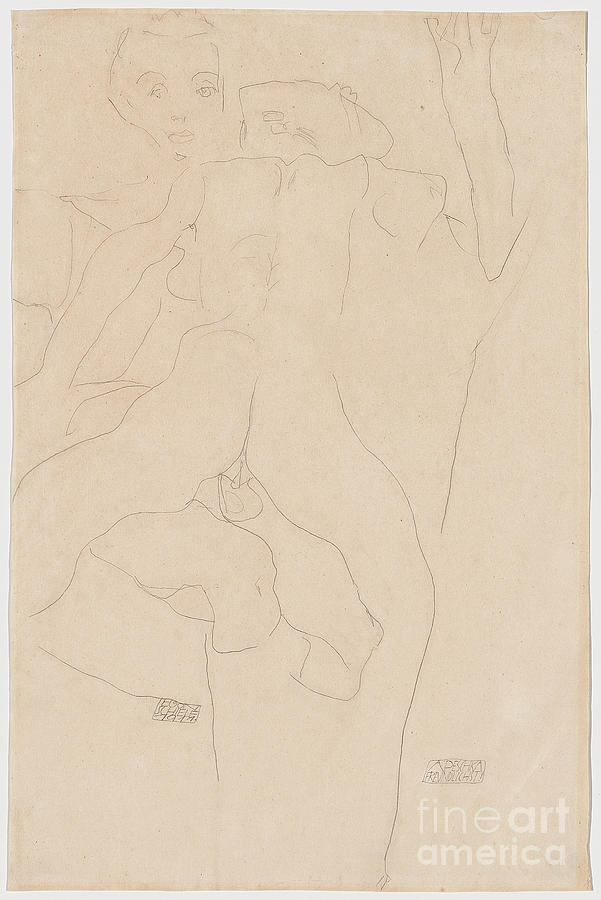 Egon Schiele Drawing - Lovers; Liebespaar, 1911 by Egon Schiele
