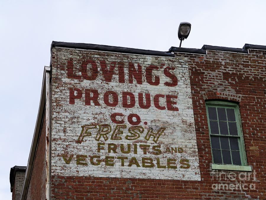 Lovings Produce Co. Building Sign Photograph