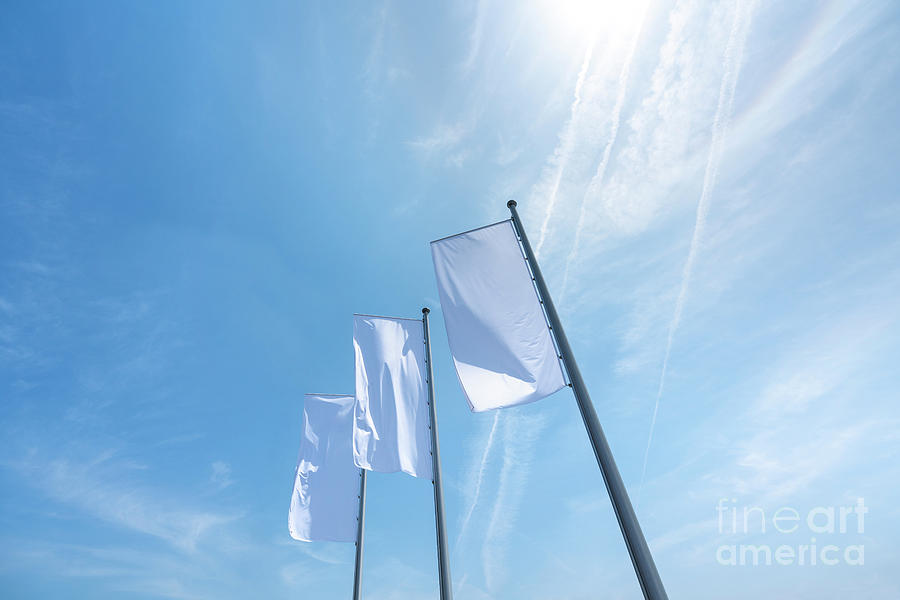 Low Angle View Of White Flag Photograph by Xinzheng