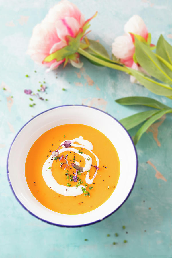 Low-carb Carrot Soup With Yoghurt Photograph by Jan Wischnewski