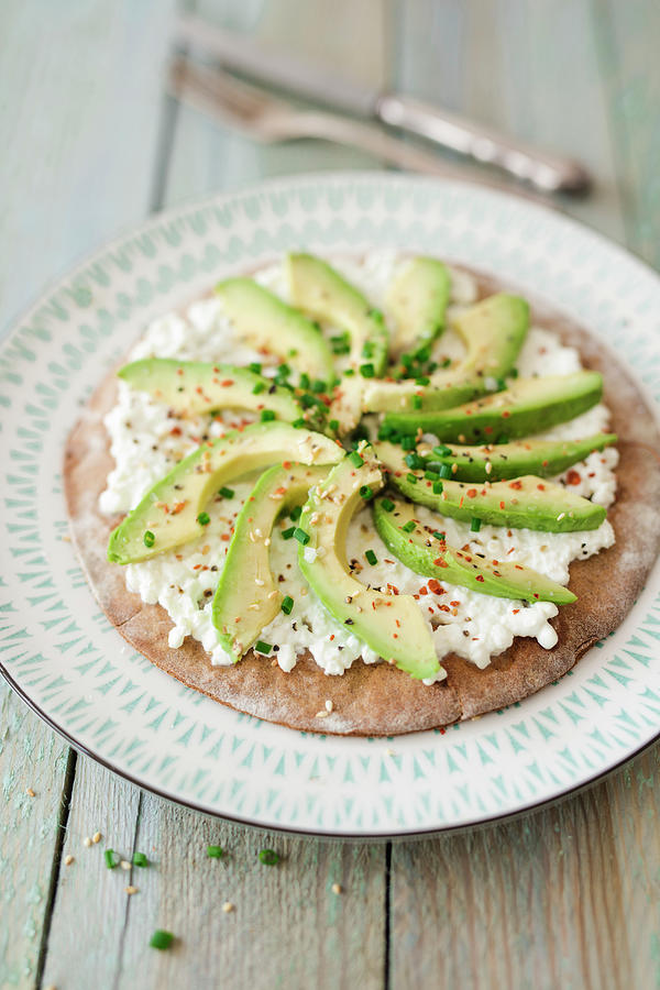 Low-carb Tarte Flambe With Cottage Cheese And Avocado Photograph by Jan Wischnewski