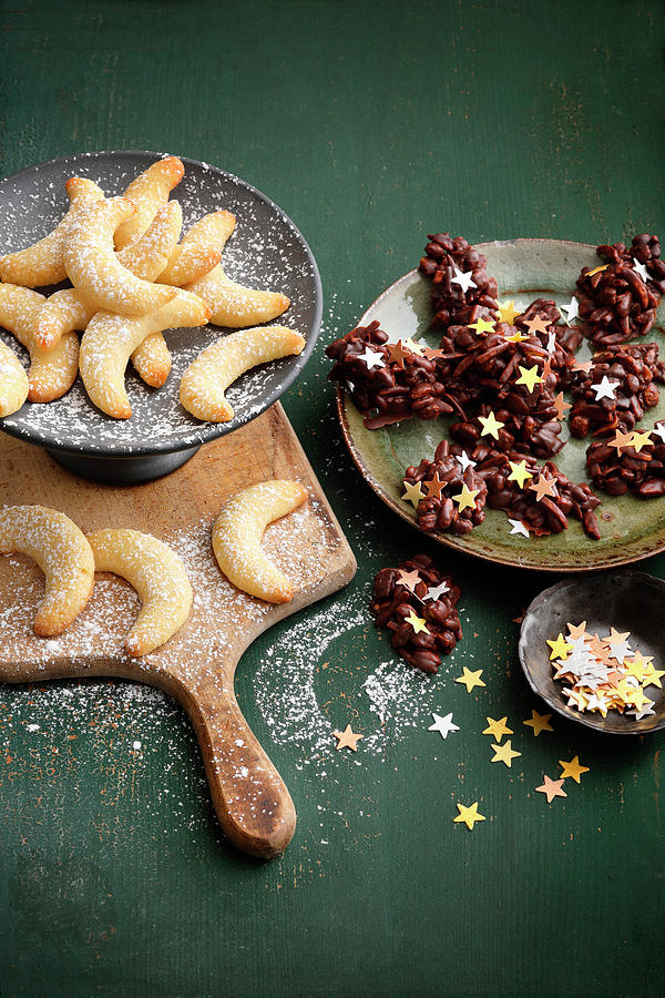 Low Carb Vanilla Crescents And Date Crossies Without Sugar Photograph by Mathias Stockfood Studios / Neubauer