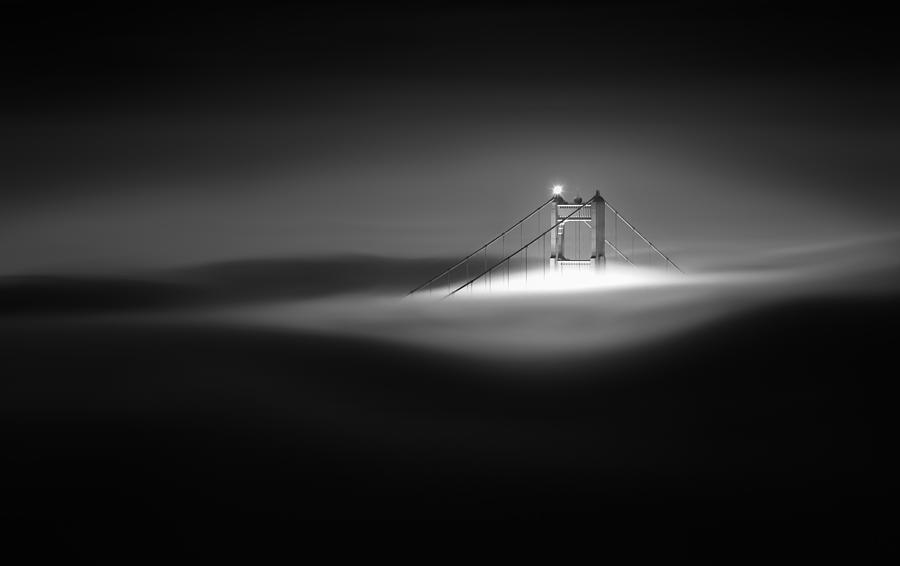 Golden Gate Bridge Photograph - Low Fog Over Golden Gate by Aidong Ning