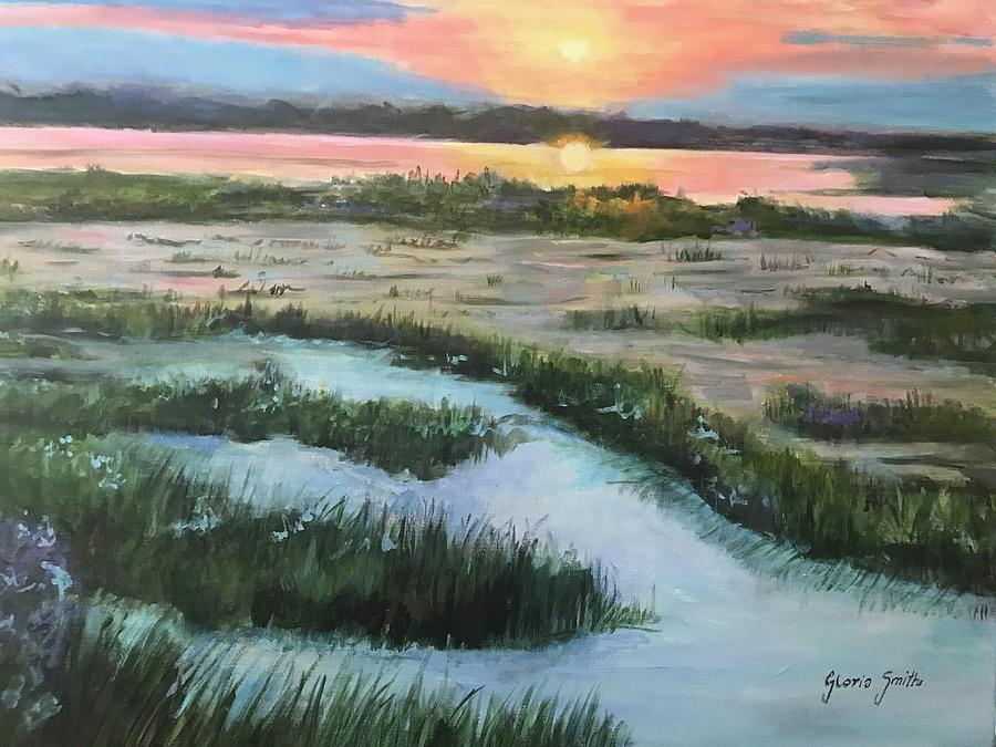 Low Tide Painting by Gloria Smith