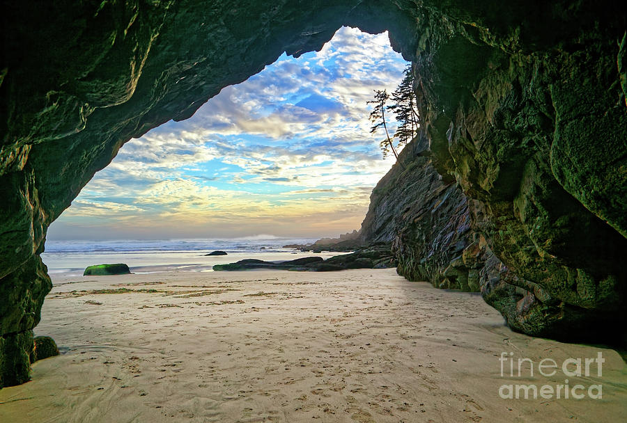 Low Tide View Out Ocean Cave Photograph
