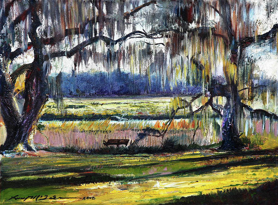 Tree Painting - Lowcountry Spanish Moss Escape by Lucy P. Mctier