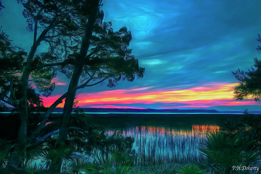 Nature Digital Art - Lowcountry Sunset by Phill Doherty