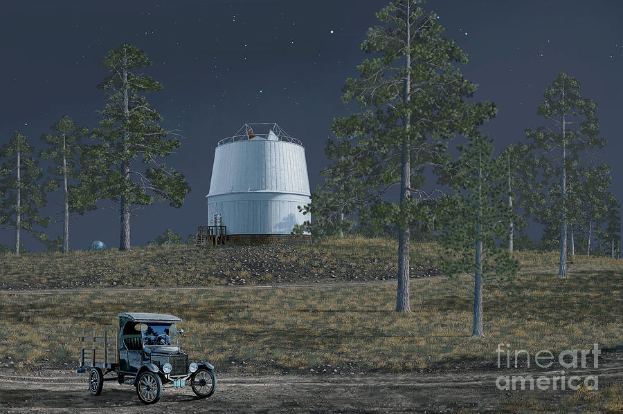 Astronomy Painting - Lowell Observatory, 1924 Mars Opposition by James Hervat