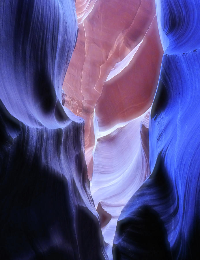 Lower Antelope Canyon - Blue on Pink Photograph by Doris Aguirre