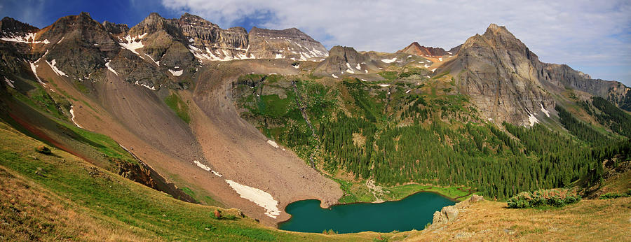 Lower Blue Lake And Towering Mountains Photograph by Matt Champlin