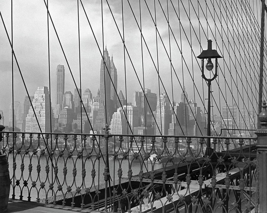 Lower Manhattan From Brooklyn Bridge Photograph by George Marks