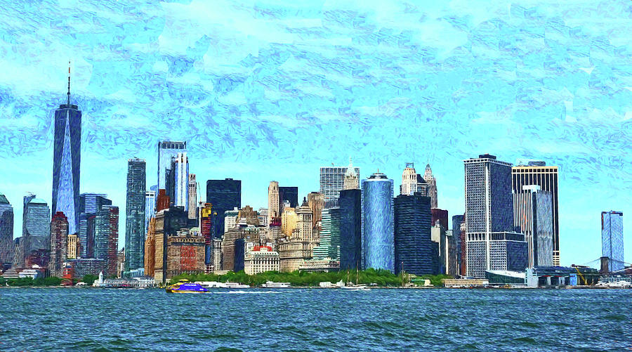 Lower Manhattan Skyline - Photopainting Photograph by Allen Beatty