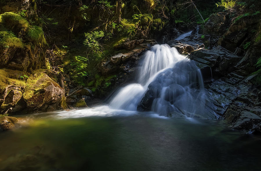 Lower Snow Creek Falls With Afternoon Sun Rays Photograph by Stanley ...