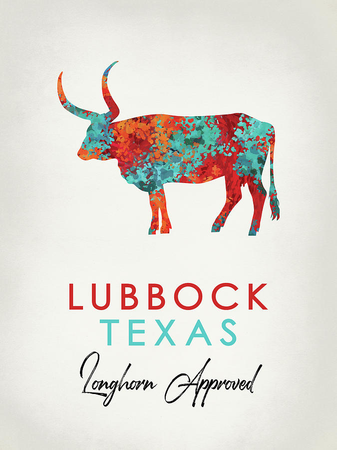 Lubbock Digital Art - Lubbock Texas Colorful Longhorn by Flo Karp