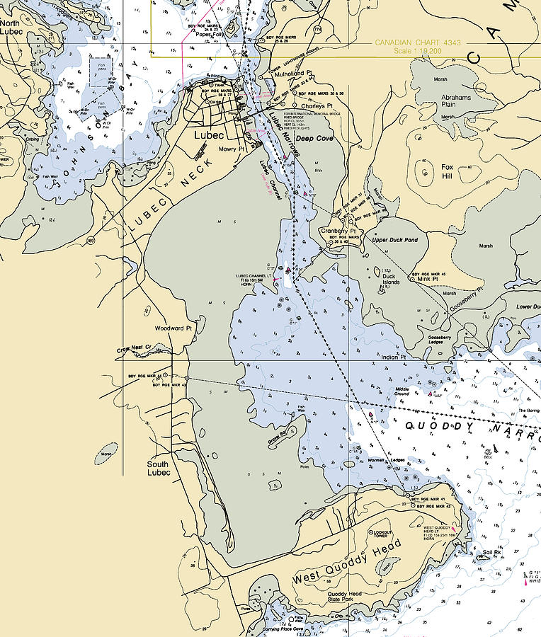 Lubecmaine Nautical Chart Mixed Media by Sea Koast Pixels