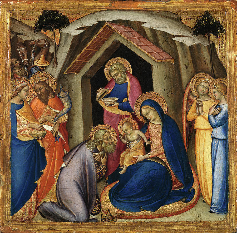 Luca di Tomme -Documented in Siena between 1356 and 1389-. The Adoration of the Magi -ca. 1360 - ... Painting by Luca di Tomme -1330-c 1389-