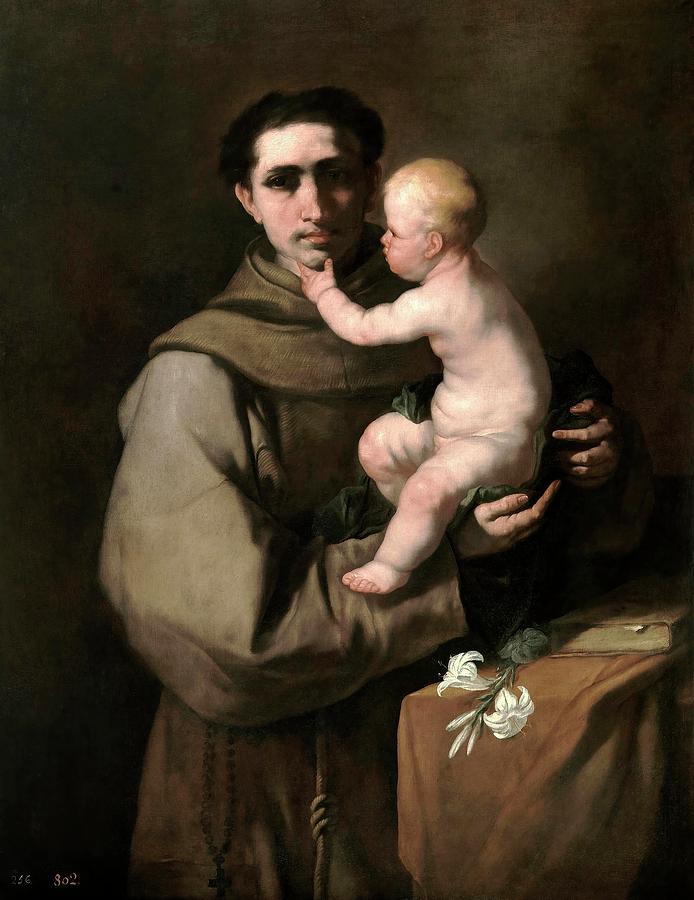 Luca Giordano Painting - Luca Giordano / Saint Anthony of Padua, Late 17th century, Italian School. by Luca Giordano -1634-1705-