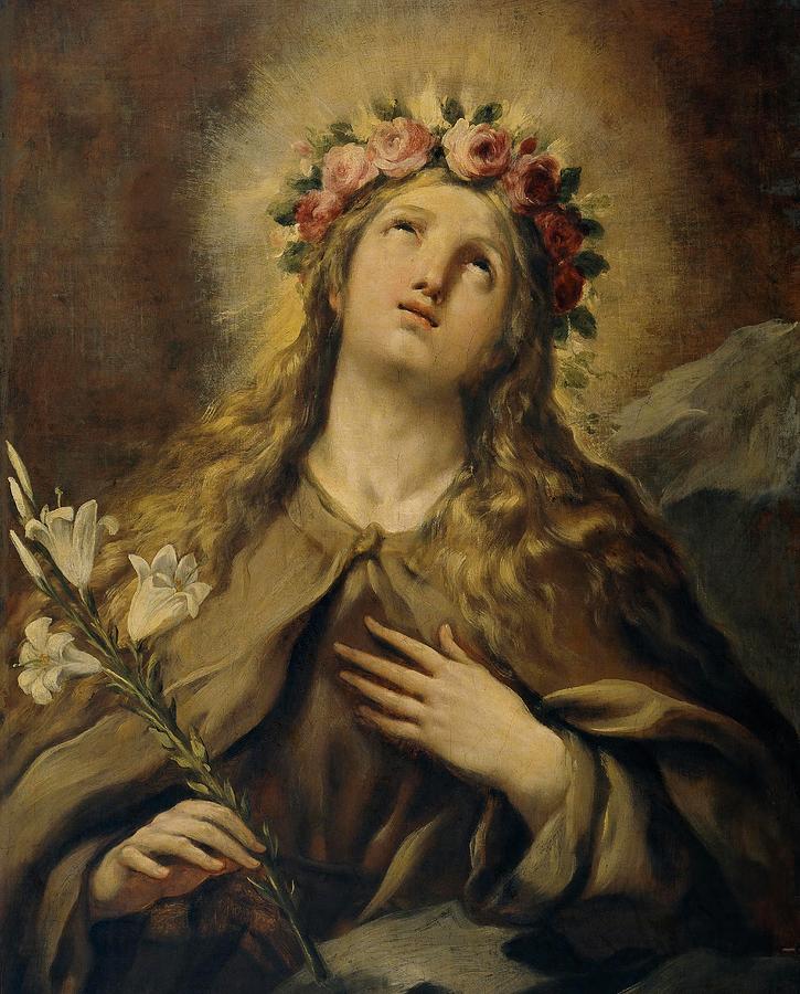 Luca Giordano / Saint Rosalia, ca. 1697, Italian School, Oil on canvas, 81 cm x 64 cm, P00179. Painting by Luca Giordano -1634-1705-