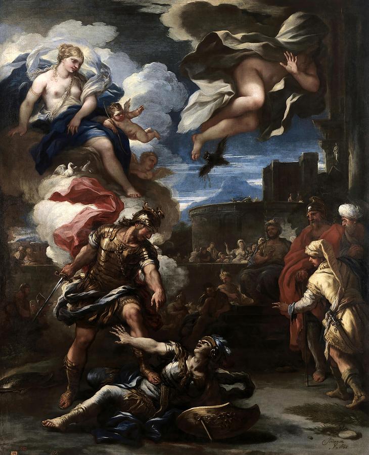 Luca Giordano / Turno vencido por Eneas, 1688, Italian School, Oil on canvas. Painting by Luca Giordano -1634-1705-