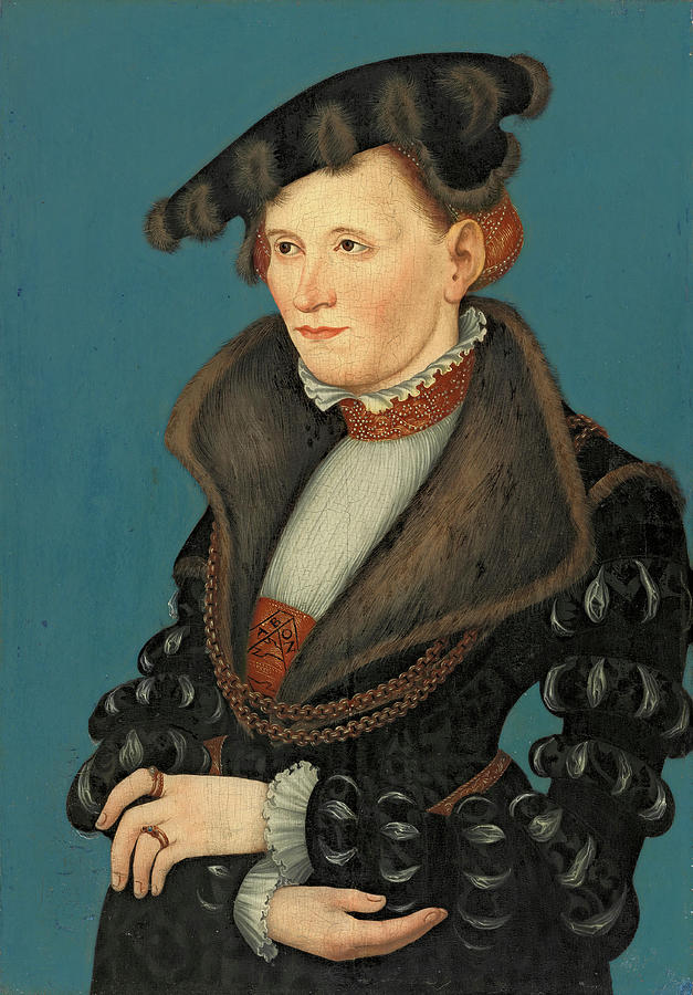 Lucas -the Younger- Cranach -Wittenberg, 1515 -1586-. Portrait of a Woman -1539-. Oil on panel. 6... Painting by Lucas Cranach the Younger -1515-1586-