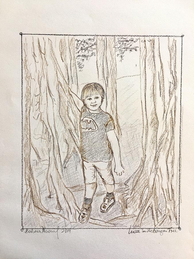 Lucien in the Banyan Tree Drawing by Barbara Anna Knauf