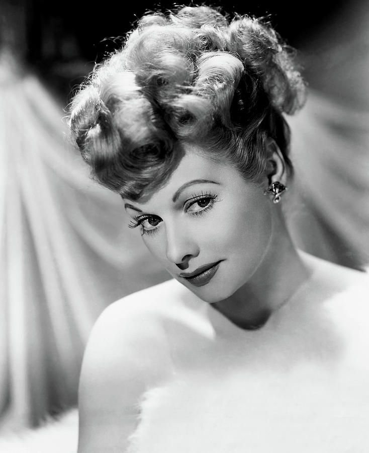 Lucille Ball Elegant Portrait In White Photograph by Globe Photos