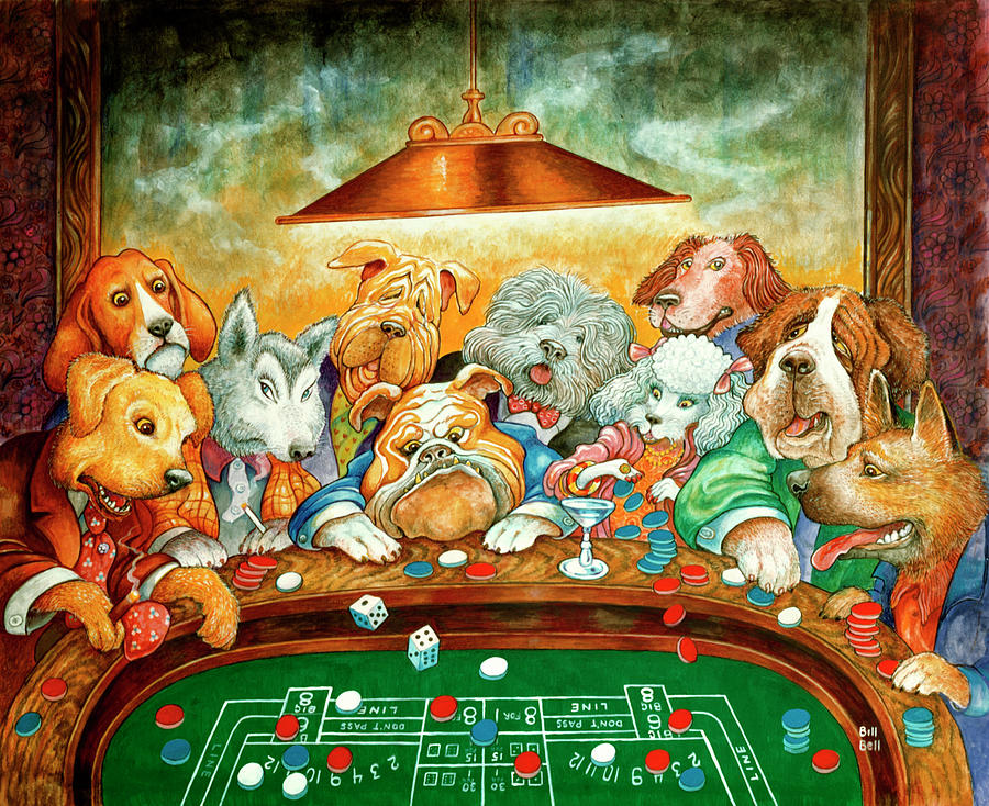 Dice Painting - Lucky Dogs by Bill Bell