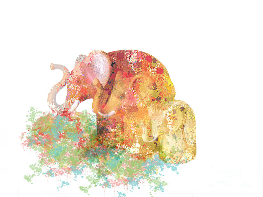 Lucky Elephants Digital Art by Ana Borras