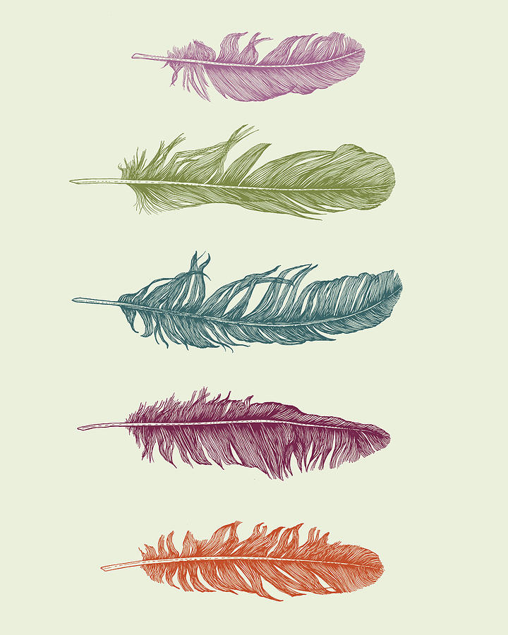 Feather Digital Art - Lucky Five by Rachel Caldwell