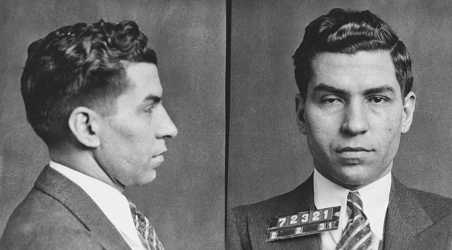 Black And White Photograph - Lucky Luciano Mugshot 1931 by Mountain Dreams