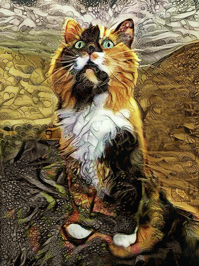 Lucky the Calico Cat Digital Art by Peggy Collins