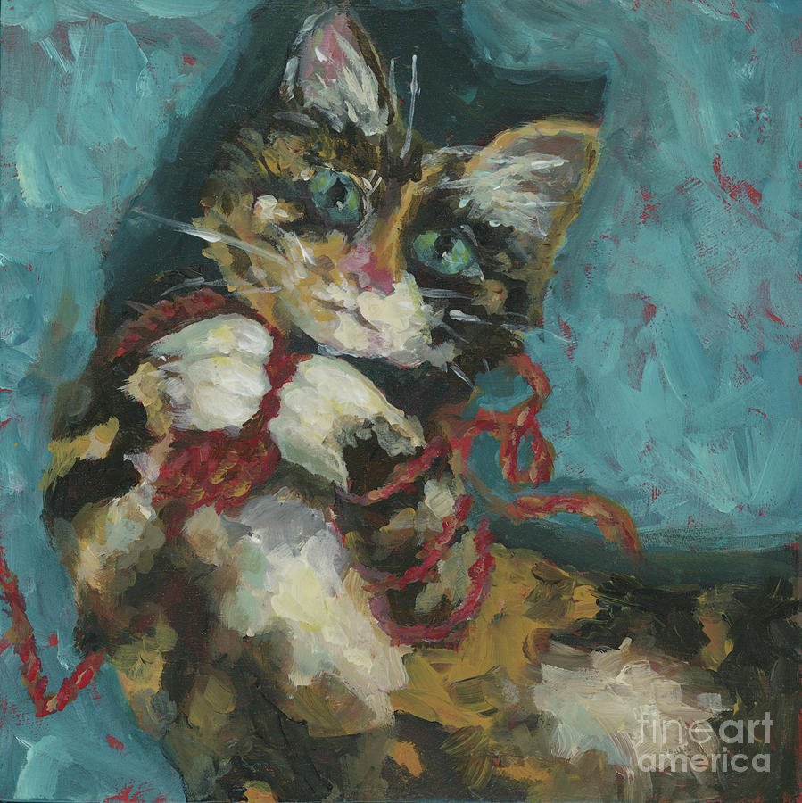 Lucky the Cat Painting by Robin Wiesneth